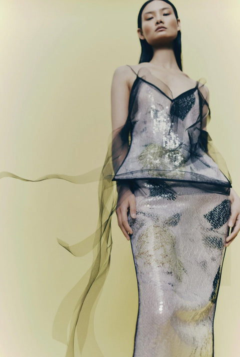Sequin skirt peonia
