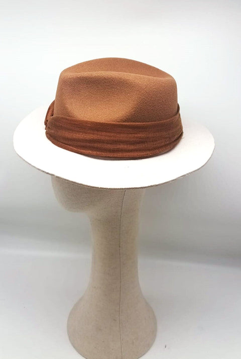 Sombrero Fieltro Mónica Bicolor Camel - Crudo