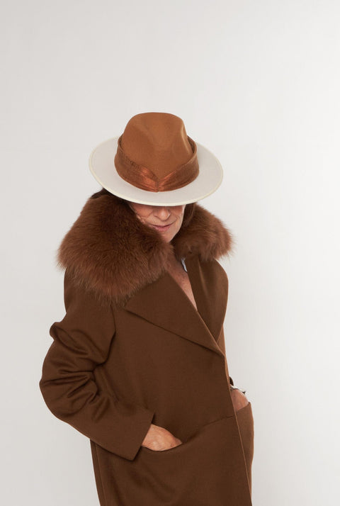 Sombrero Fieltro Mónica Bicolor Camel - Crudo