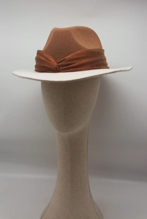 Sombrero Fieltro Mónica Bicolor Camel - Crudo