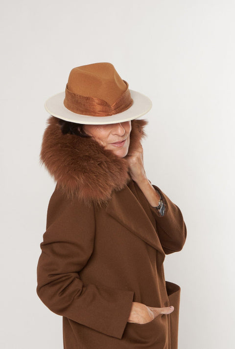 Sombrero Fieltro Mónica Bicolor Camel - Crudo