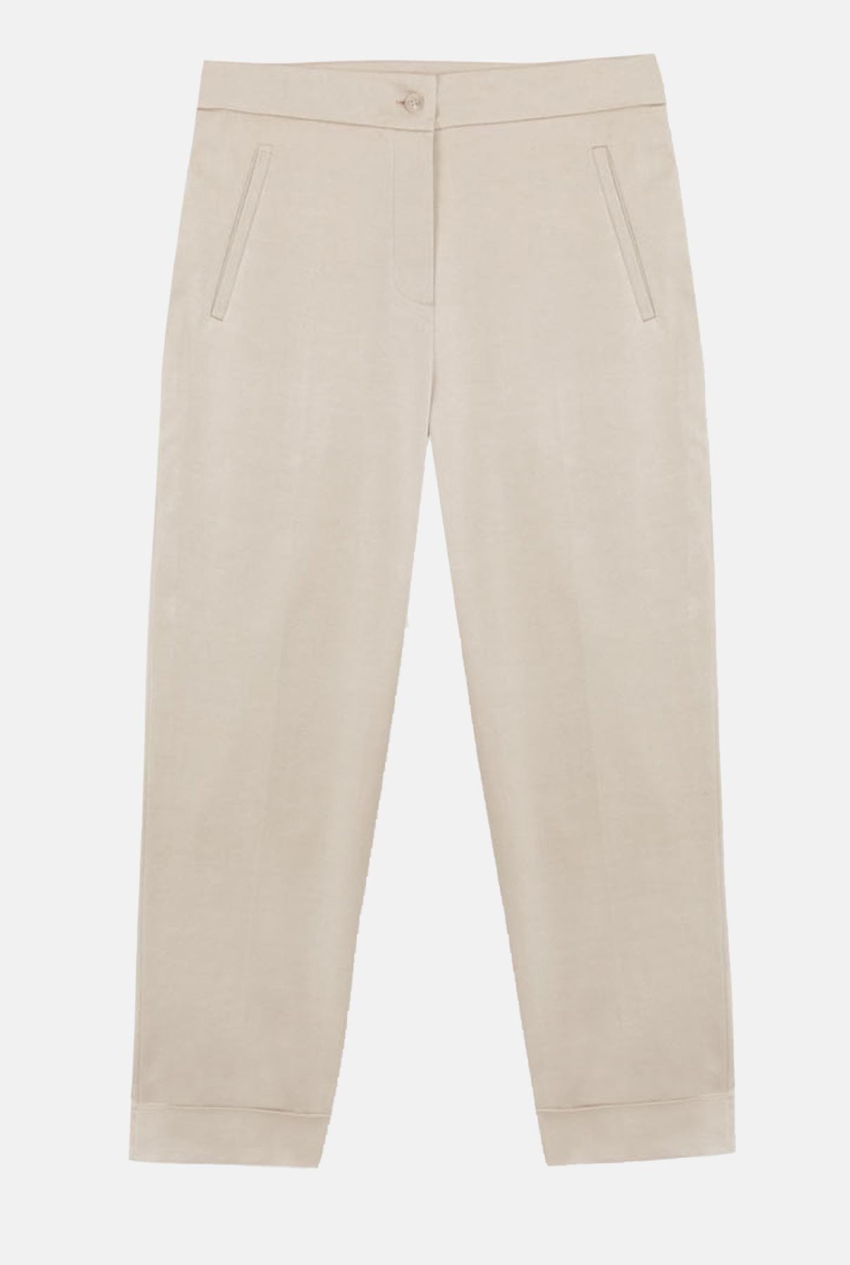 Straight cotton pants with french pocket and turn-up at the hem