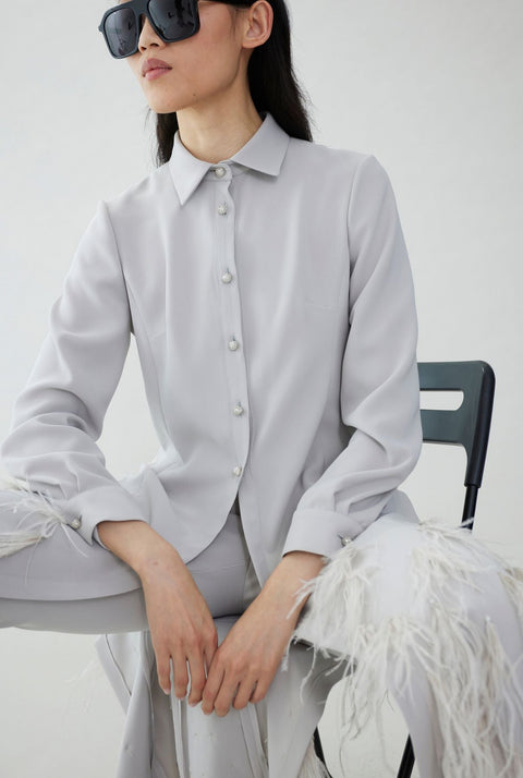 Straight crepe pants
