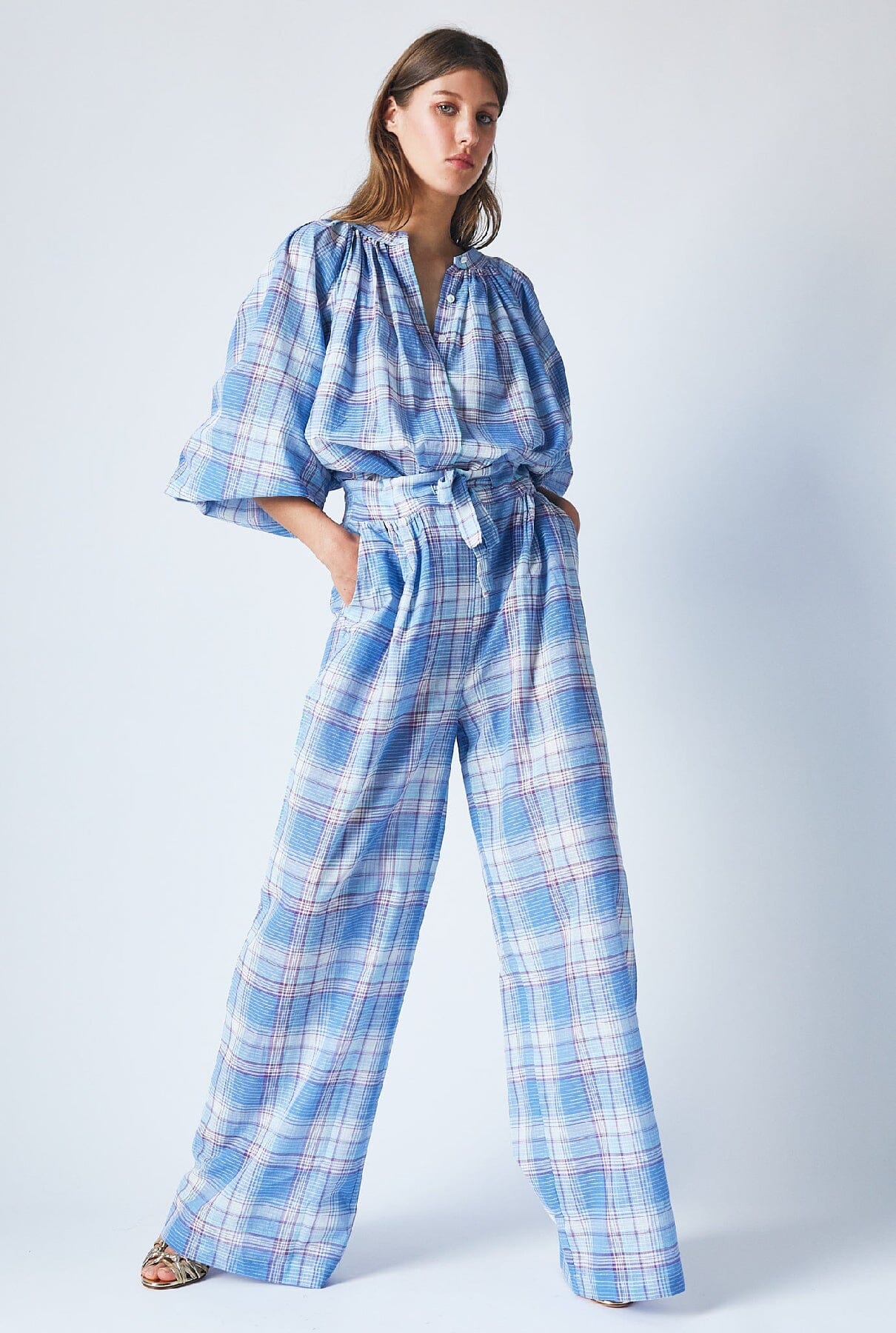 Thalia Pants Blue Checks