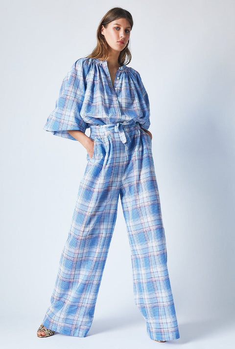 Thalia Pants Blue Checks