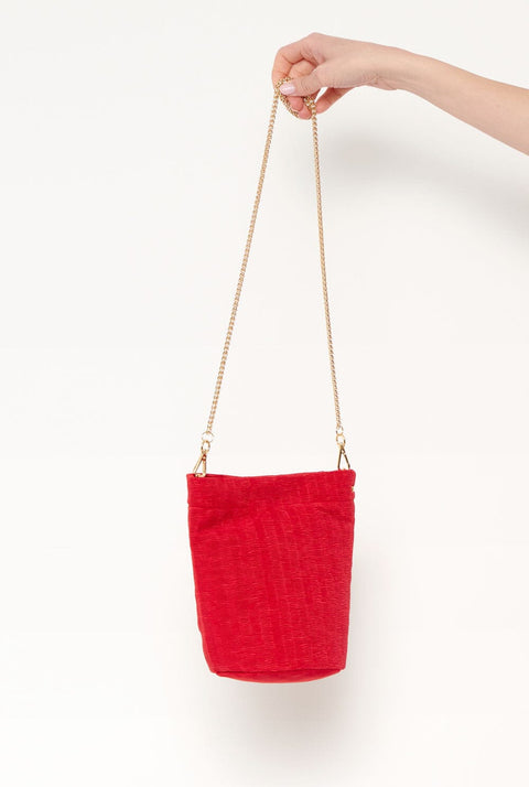 The Mini Cube Bag Raso Plisé red