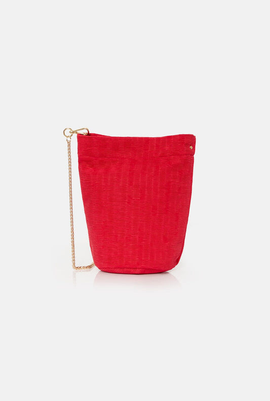 The Mini Cube Bag Raso Plisé red