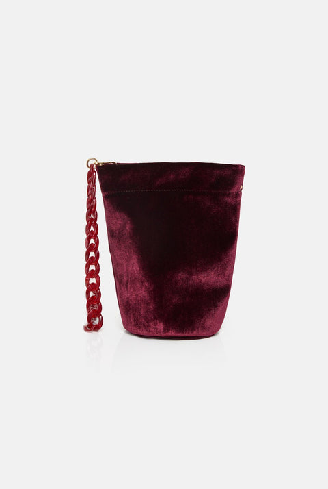 The Mini Cube Bag velvet burgundy