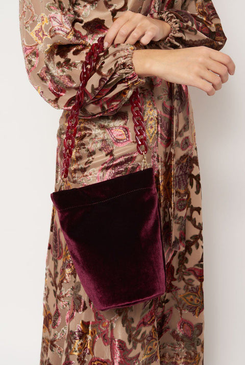 The Mini Cube Bag velvet burgundy