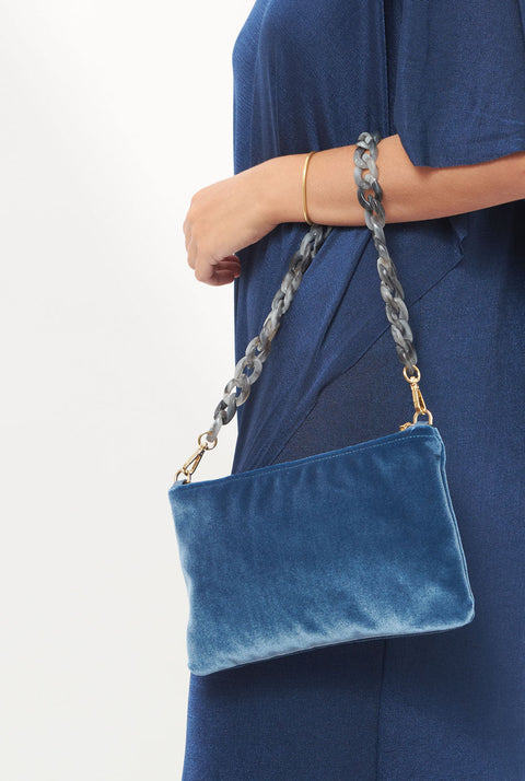 The mini gala clutch new velvet blue