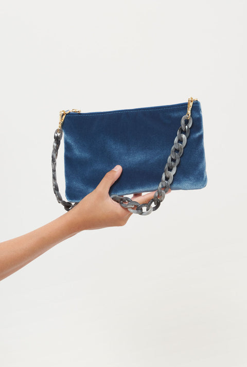 The mini gala clutch new velvet blue