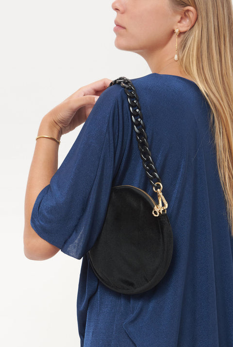 The mini round bag new velvet black
