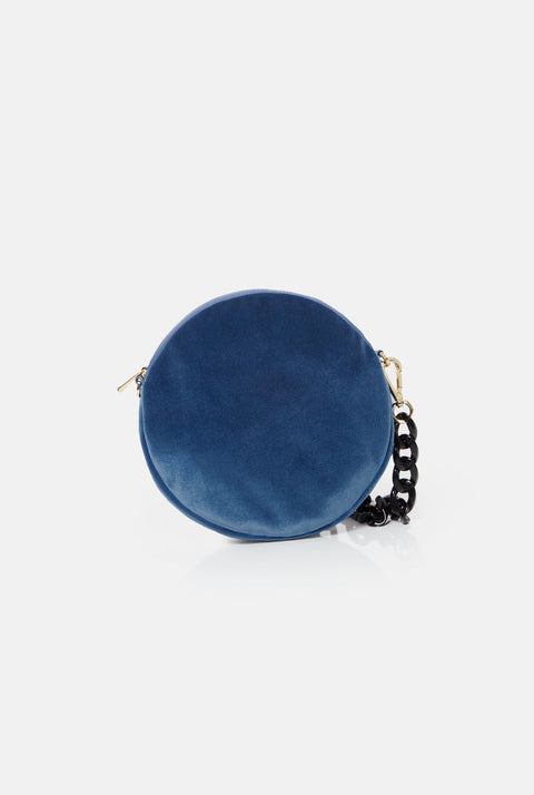 The mini round bag new velvet blue cielo