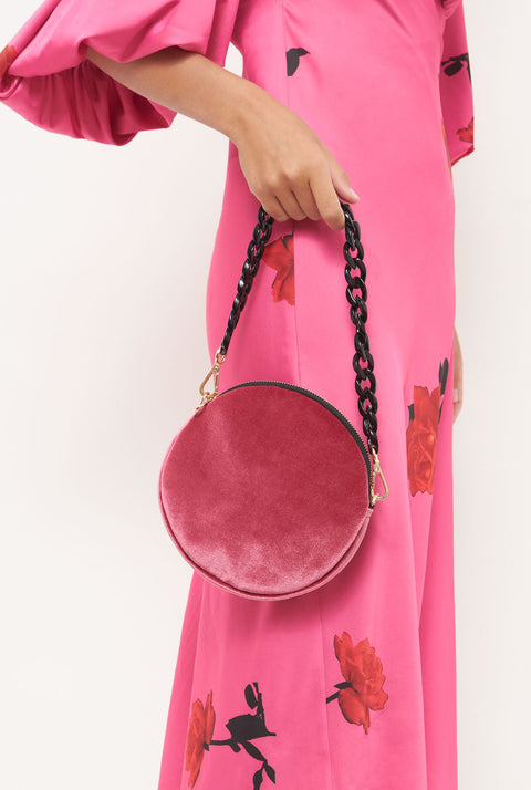 The mini round bag new velvet pink
