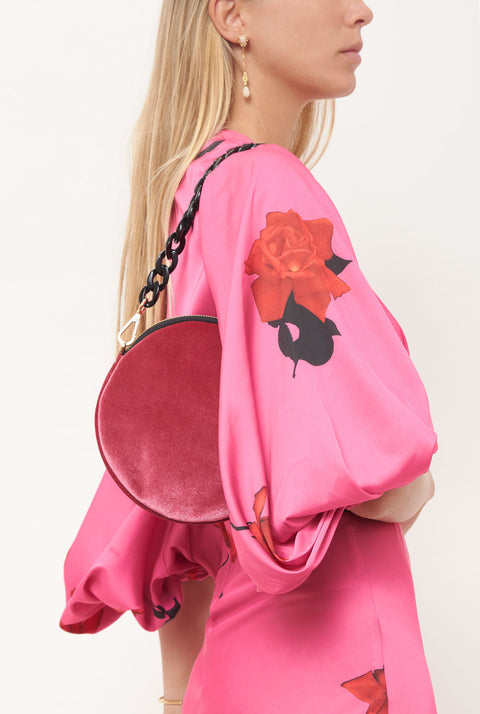 The mini round bag new velvet pink