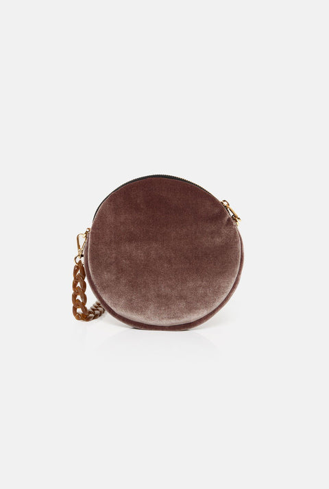 The Mini Round Bag Velvet topo