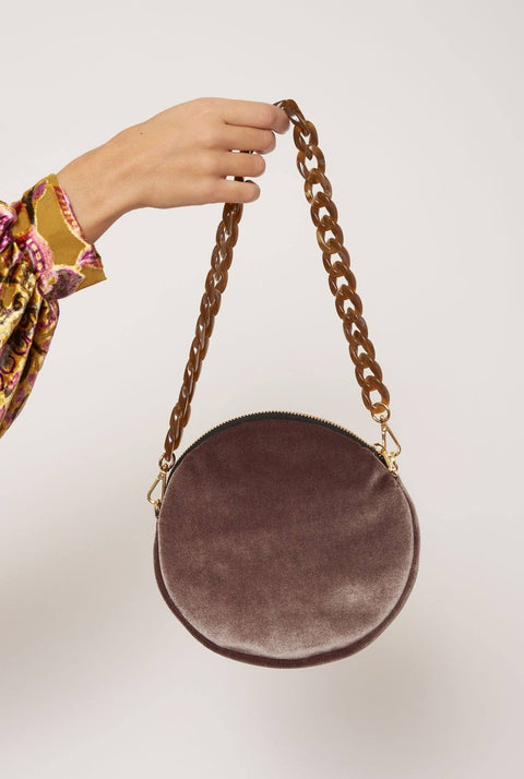 The Mini Round Bag Velvet topo