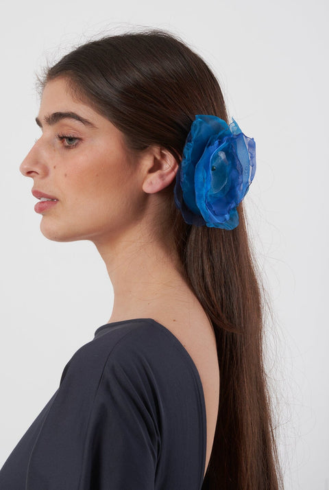 TOCADO BROCHE FLOR DE ORGANZA BLUE