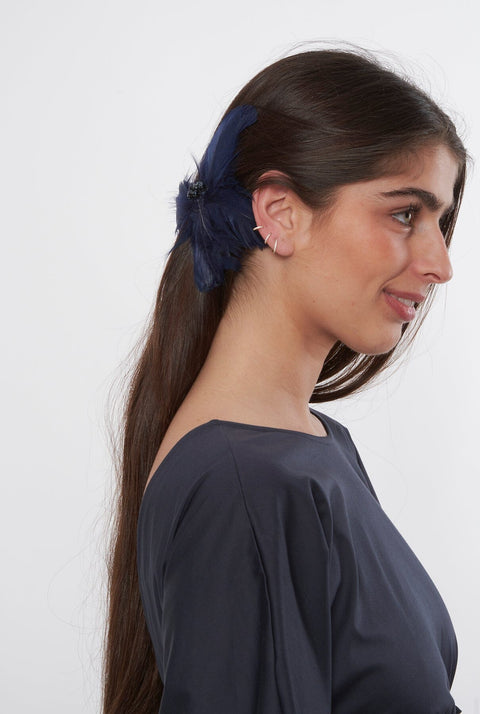 TOCADO MARIPOSA CON PLUMAS AZUL