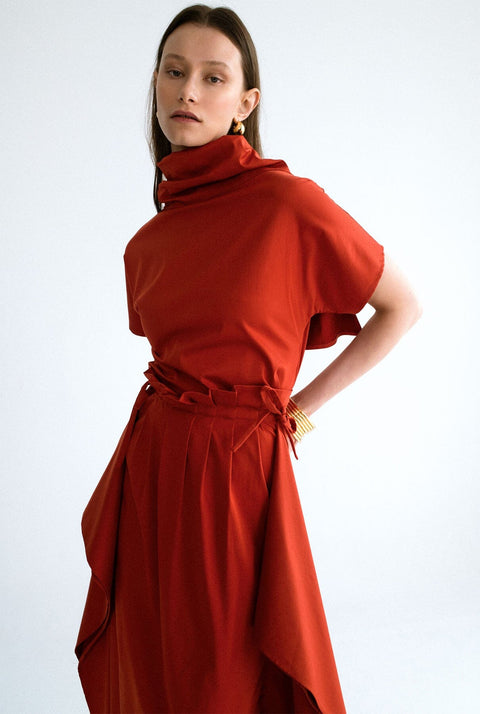 Top cuello y capa - rojo
