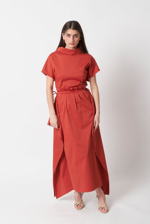 Top cuello y capa - rojo