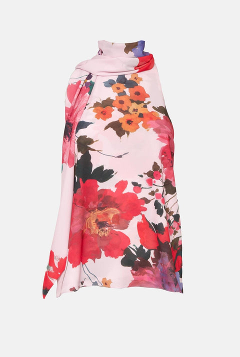 Top Halter con Lazada Flores Acuareladas