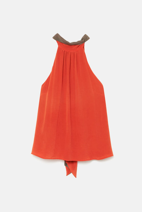 Halter Reversible Orange/Grey Top Natural Dye - Pre Order