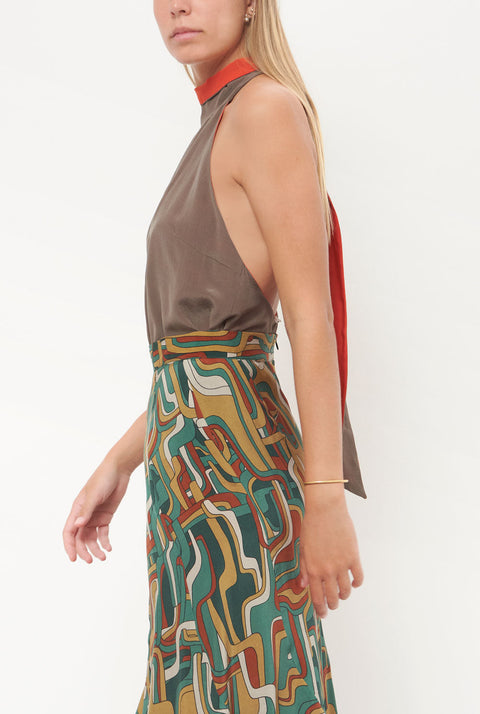 Halter Reversible Orange/Grey Top Natural Dye - Pre Order