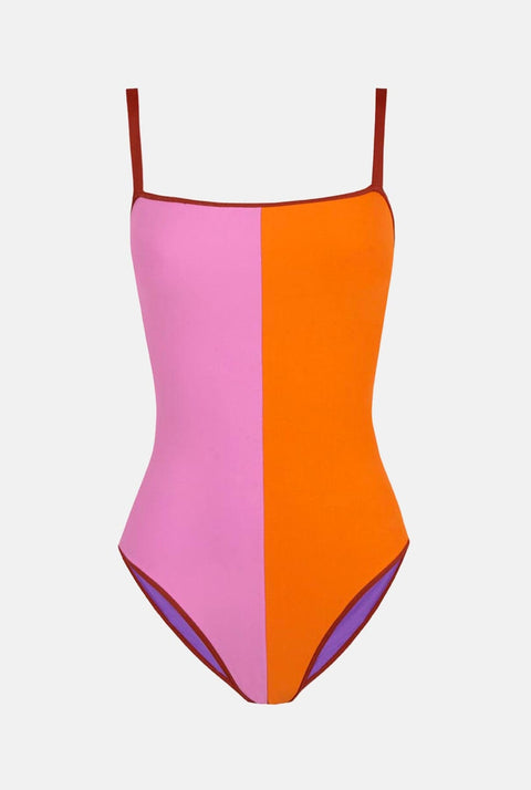 TRAJE DE BAÑO ORILLA SALITRE ROSA / NARANJA