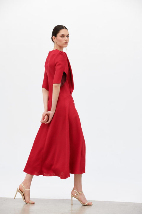 Vestido al bies con manga granate