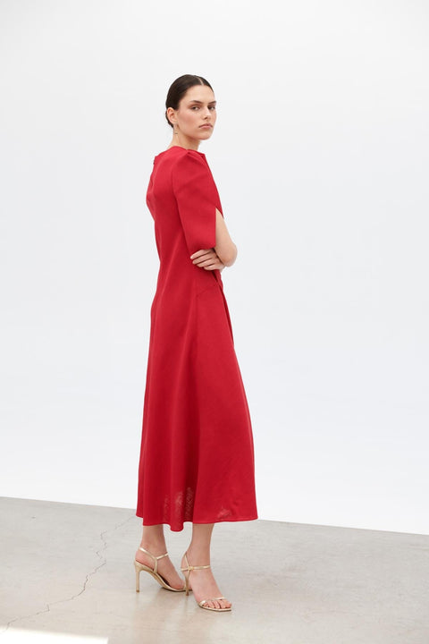 Vestido al bies con manga granate