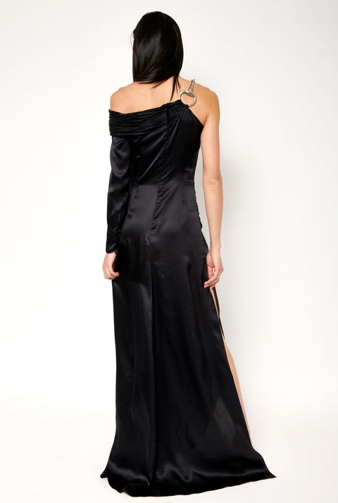 Vestido asimétrico de seda negro