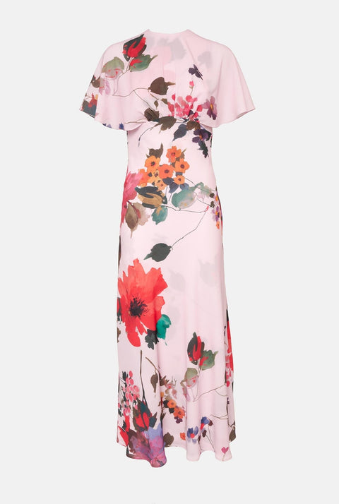 Vestido capelina flores acuareladas