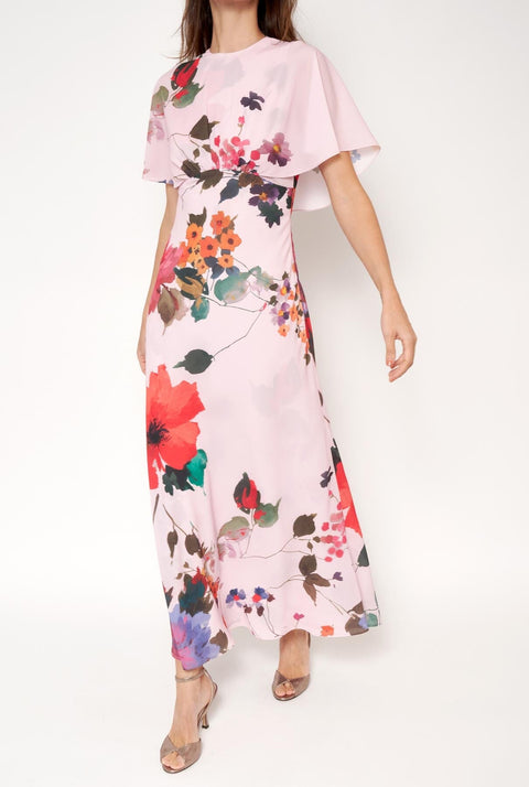 Vestido capelina flores acuareladas
