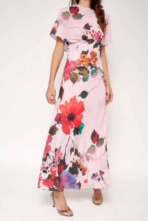 Vestido capelina flores acuareladas