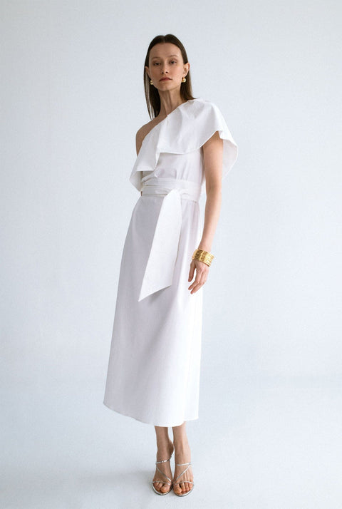 Vestido con volante - blanco