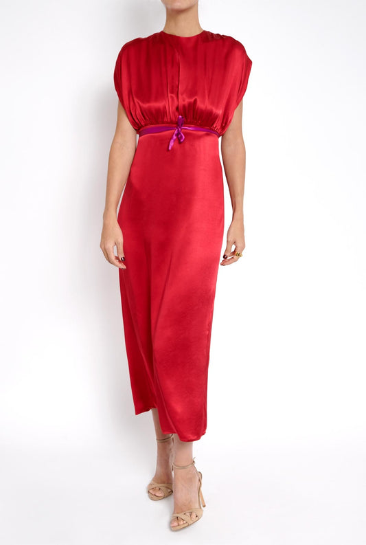 Vestido drapeado espalda abierta