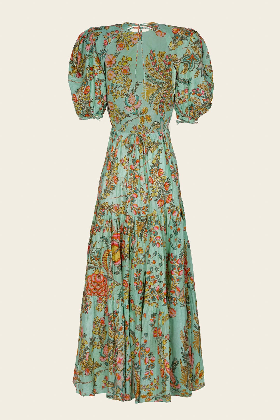 VESTIDO GABRIELLA FLORES TURQUESA