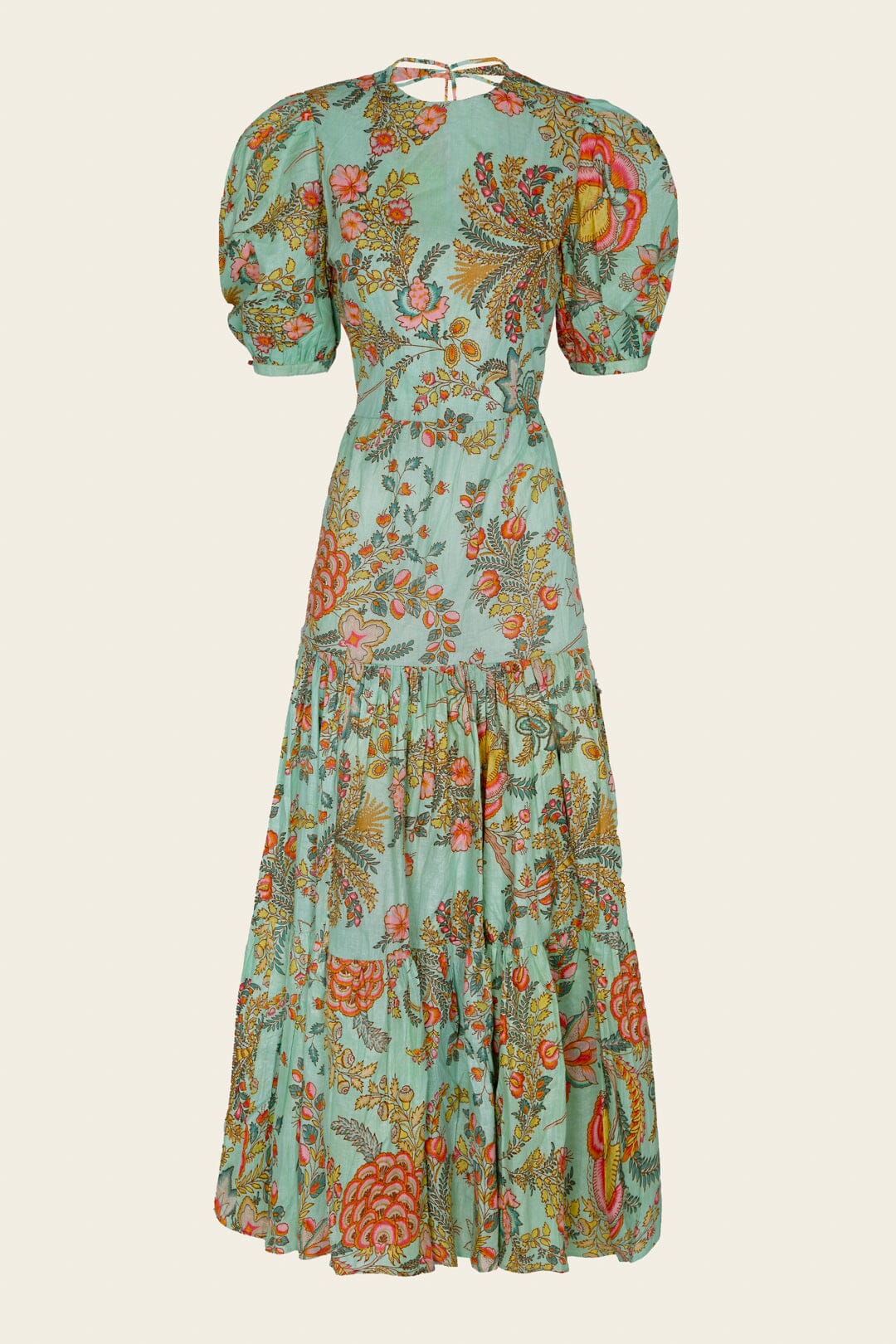 VESTIDO GABRIELLA FLORES TURQUESA