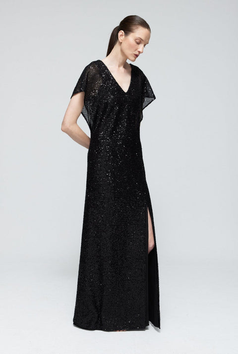 Vestido lentejuelas doble capa negro