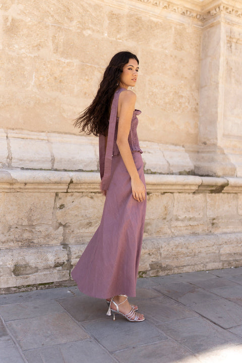 Vestido Lino Malva