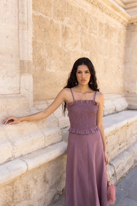 Vestido Lino Malva