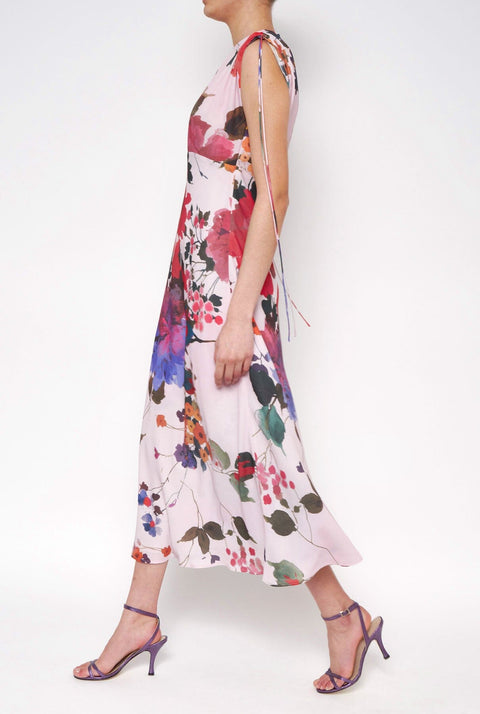 Vestido midi flores acuareladas