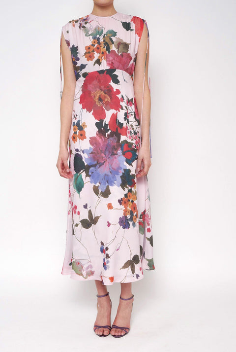 Vestido midi flores acuareladas