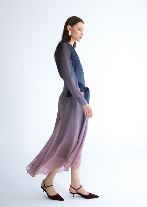 Vestido midi lazada rose navy