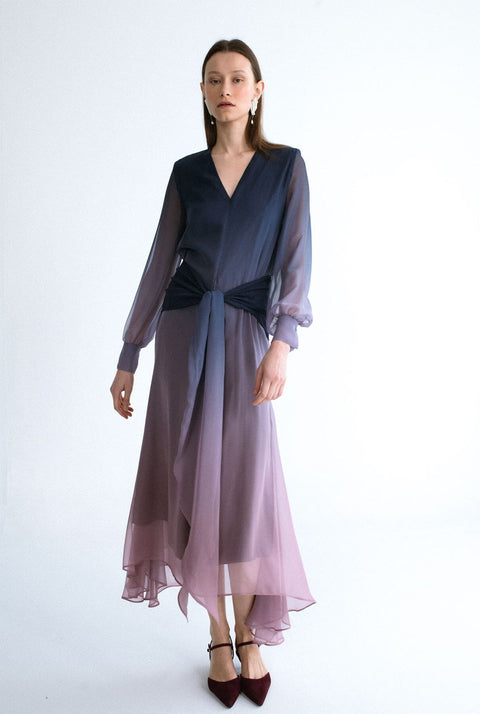 Vestido midi lazada rose navy