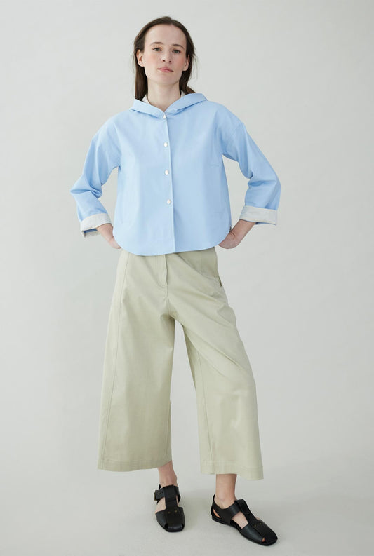 Wide-legged cotton pants