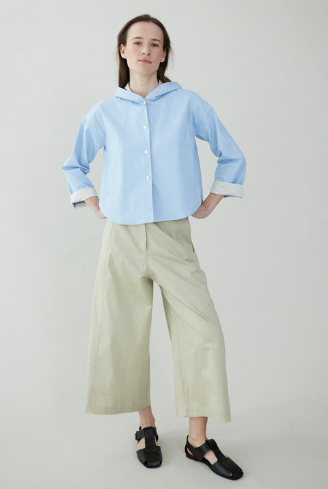 Wide-legged cotton pants